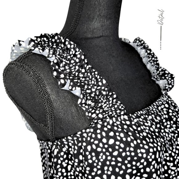 BLACK POLKA DOT RUFFLE TANK TOP FOR WOMEN - Picture 5 of 7